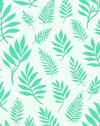 Mint Green Leaf Pattern Design Rug