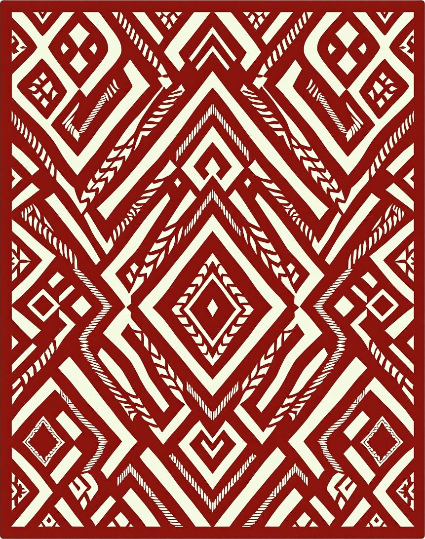 Bold Geometric Tribal Pattern Rug