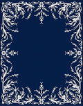 Deep Blue White Floral Border Rug