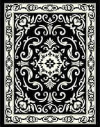 Traditional Black and Cream Medallion Rug