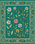Floral Meadow With Ornate Border Rug
