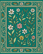 Floral Meadow With Ornate Border Rug