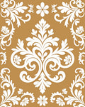 Ornate White Floral Damask Pattern Rug