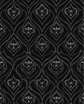 Elegant Black Silver Damask Pattern Rug