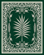 Ornate Green Fern Pattern Rug