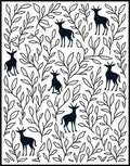 Whimsical Deer Botanical Pattern Rug