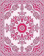 Ornate Floral Mandala Pink Design Rug