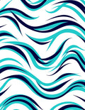 Aqua and Navy Swirling Waves Rug