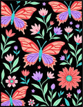 Vibrant Butterfly and Floral Pattern Rug