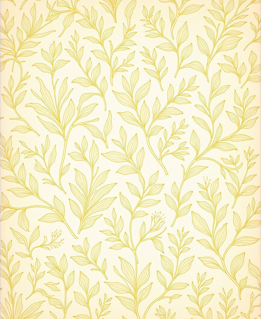 Delicate Yellow Leafy Botanical Design Rug