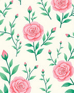 Pink Rose Garden Print Rug