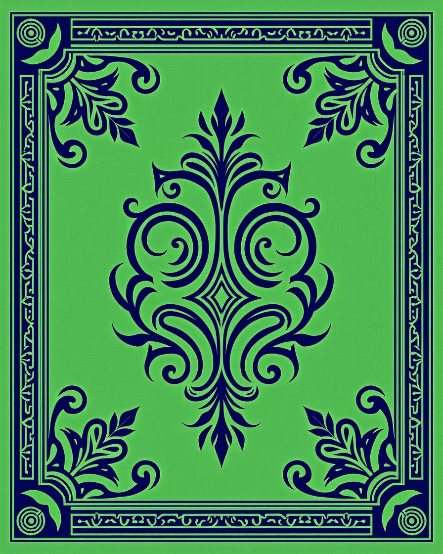 Bold Floral Damask With Border Rug