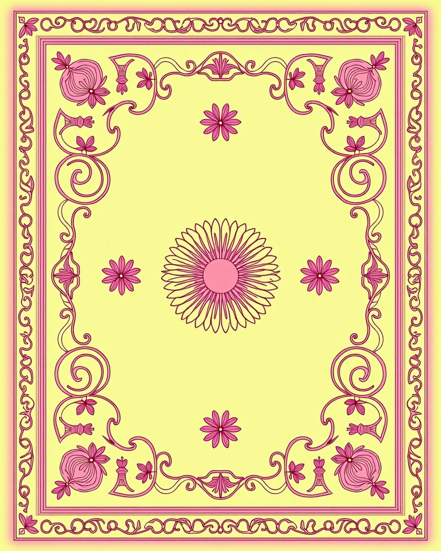 Floral Geometric Patterned Design Rug