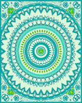 Green Teal Abstract Mandala Design Rug