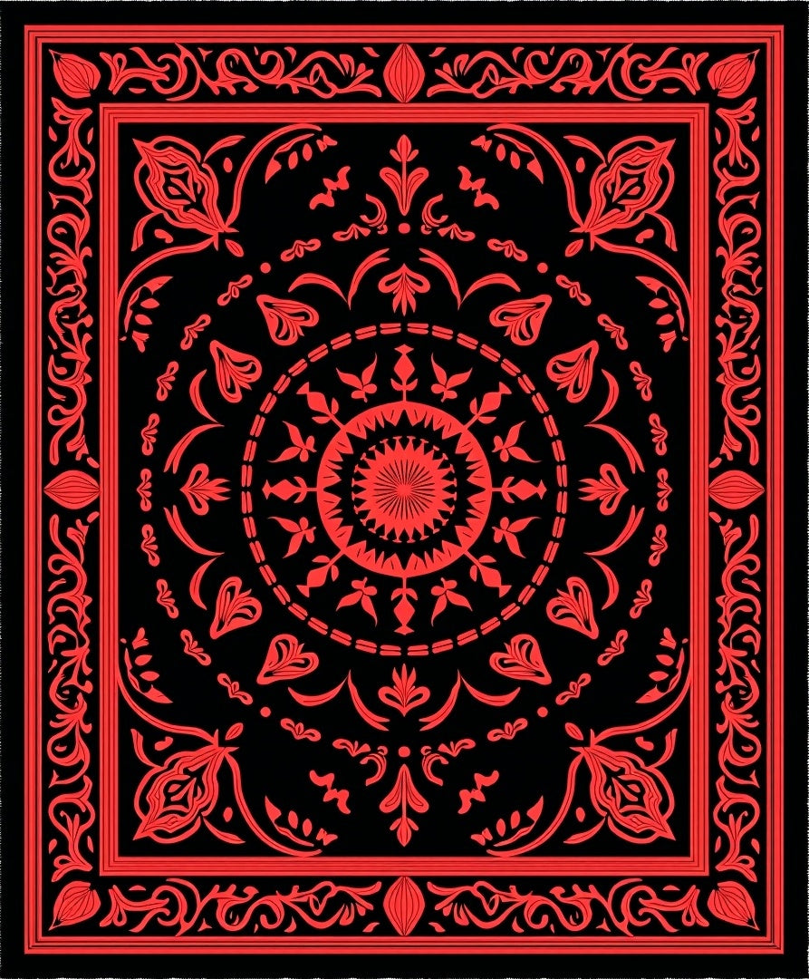 Red Floral Mandala Design Rug
