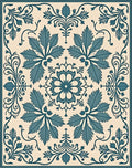 Teal Floral Motif Classic Design Rug