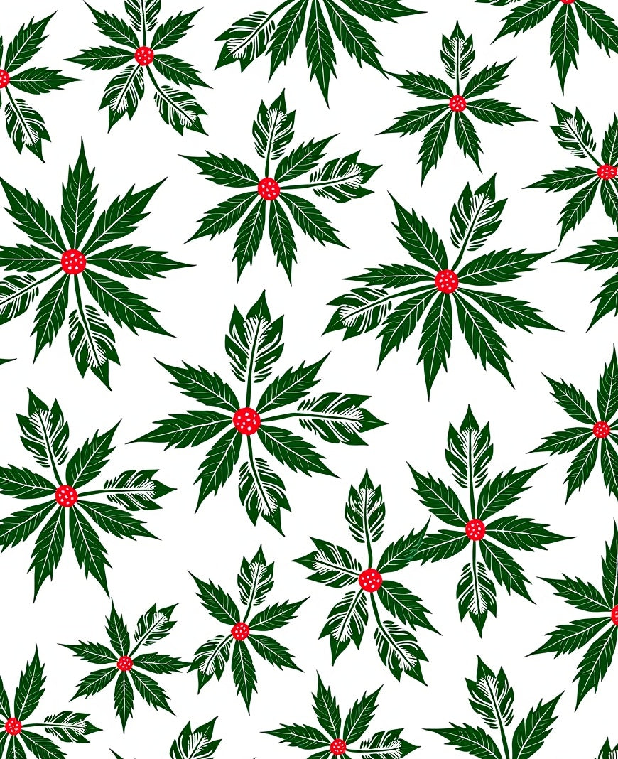 Green Red Poinsettia Leaf Star Rug