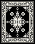 Classic Black and White Floral Medallion Rug