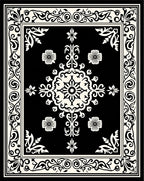 Classic Black and White Floral Medallion Rug