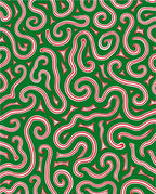 Whimsical Candy Cane Swirls Green Rug