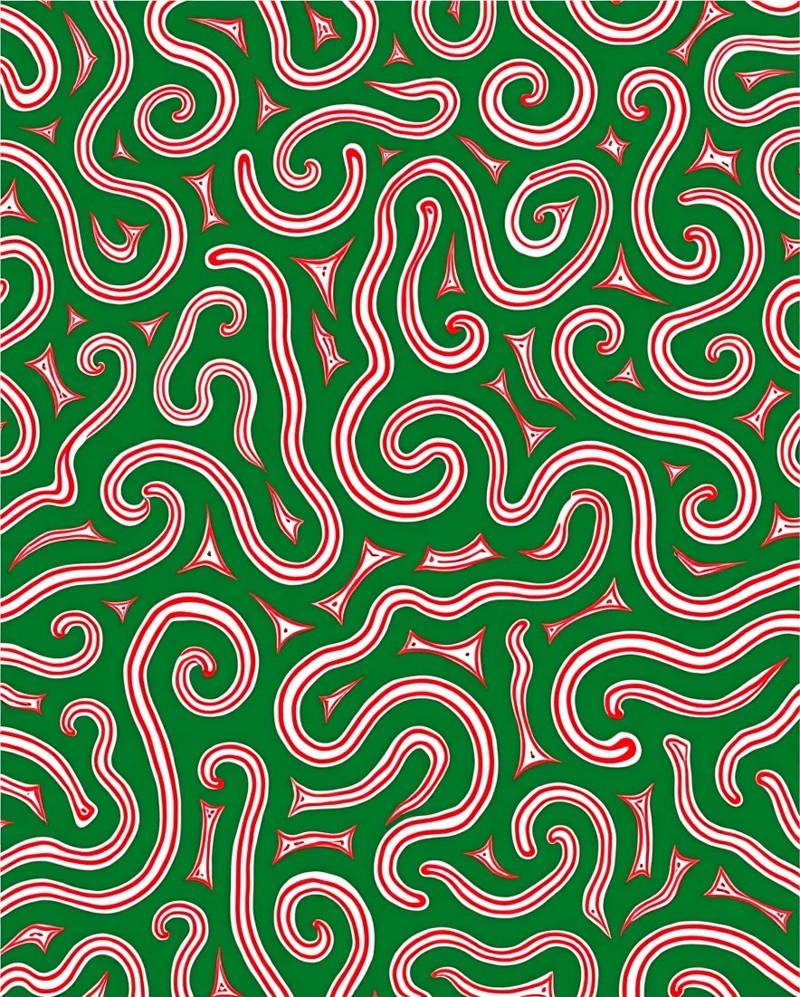 Whimsical Candy Cane Swirls Green Rug