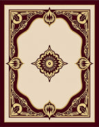 Regal Gold and Burgundy Floral Patterned Rug