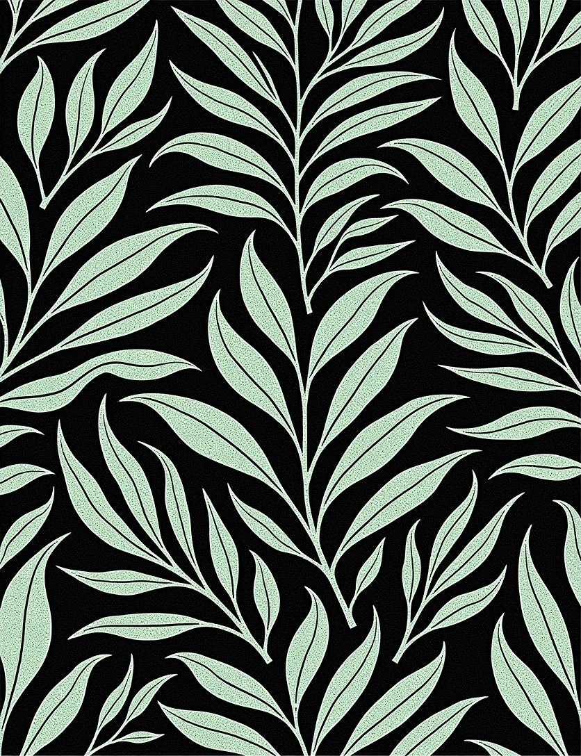 Light Green Leaf Patterned Rug