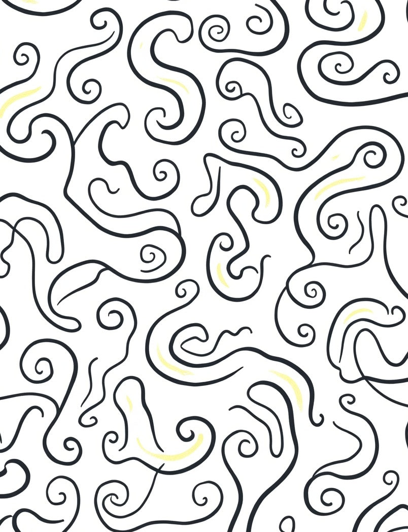 Abstract Swirl Pattern With Yellow Accents Rug