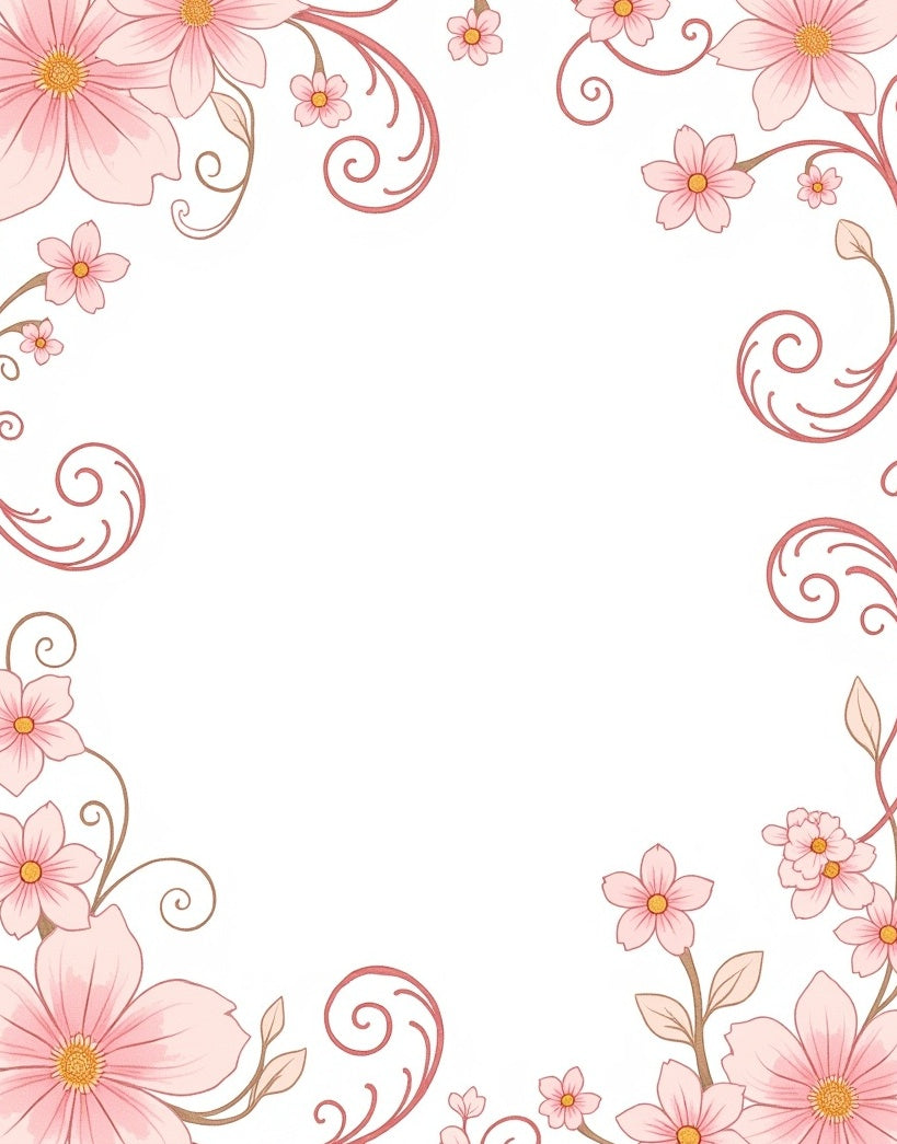 Pink Floral Vine Pattern Rug