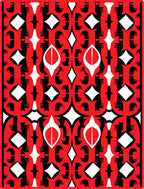 Bold Red Black White Geometric Pattern Rug