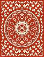 Crimson Floral Mandala Pattern Rug