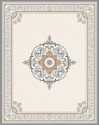 Ornate Mandala With Geometric Border Design Rug
