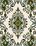 Elegant Green Gold Floral Damask Rug