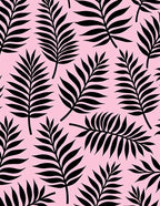 Black Palm Fronds Pink Tropical Rug