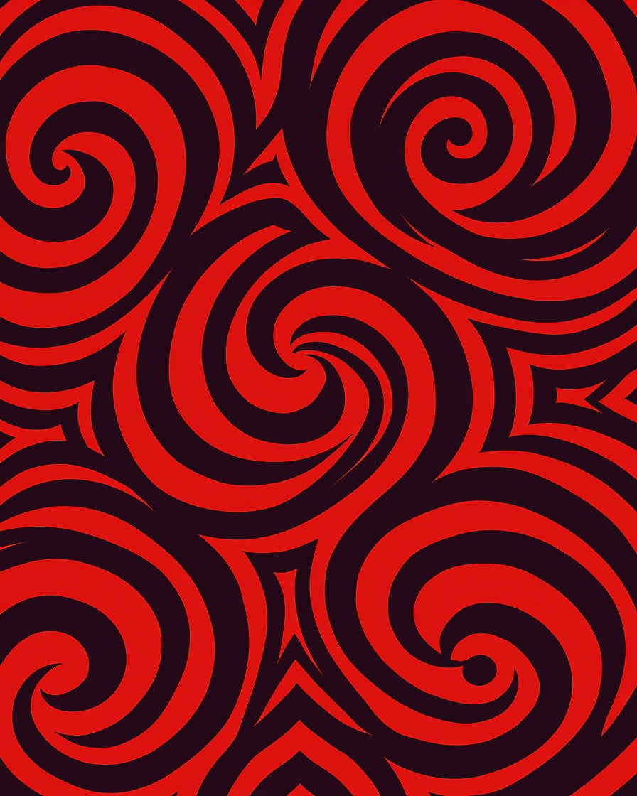Bold Red Swirl Pattern Design Rug