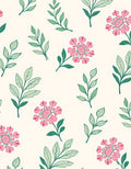 Delicate Pink Flower Leaf Pattern Rug