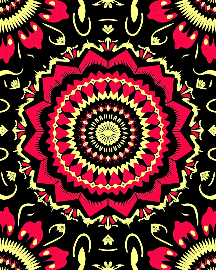 Radiant Mandala Design with Heart Petals Rug