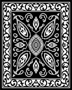 Monochromatic Paisley Leaf Pattern Rug