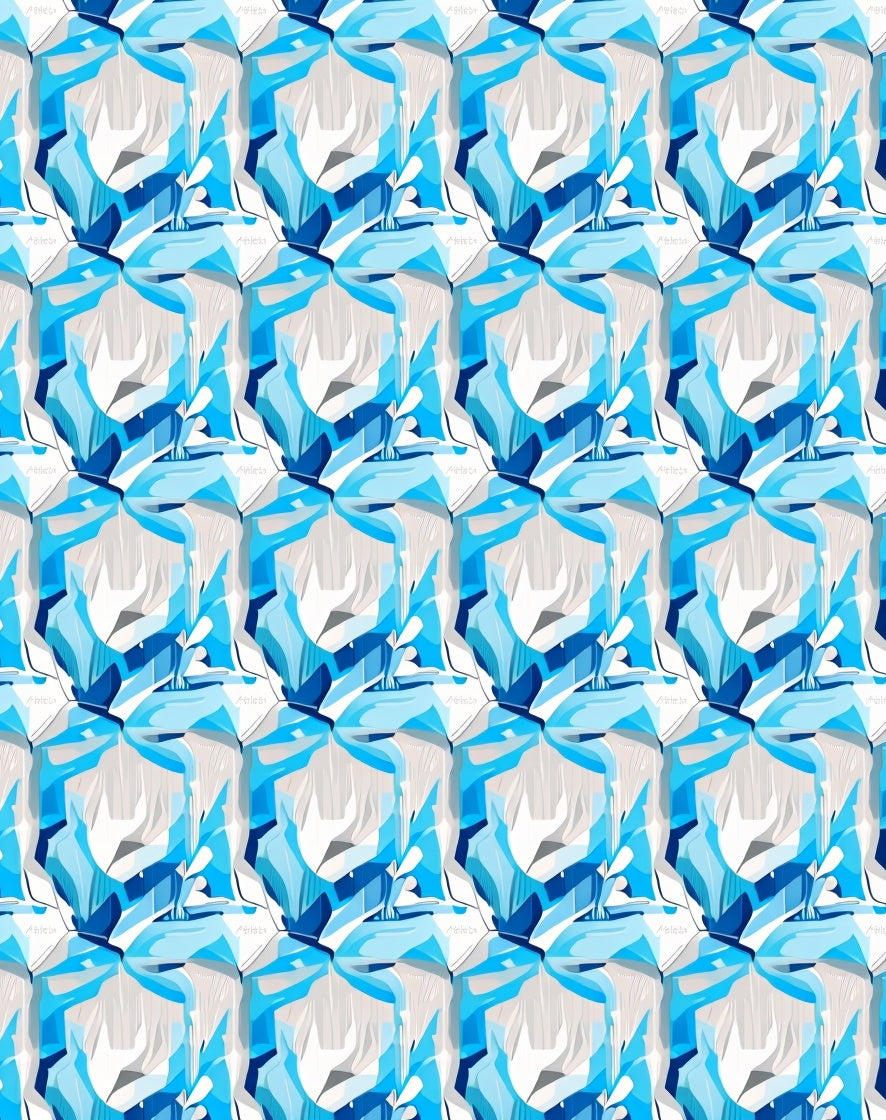 Abstract Blue Geometric Interlocking Pattern Rug