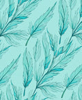 Elegant Teal Feather Pattern Design Rug