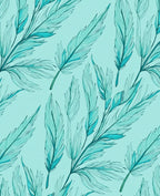 Elegant Teal Feather Pattern Design Rug
