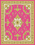 Ornate Floral Gold Pink Patterned Rug