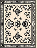 Intricate Black Cream Flourish Mandala Rug
