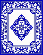 Classic Blue White Floral Tile Rug