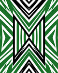 Striking Geometric Black Green Pattern Rug