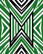 Striking Geometric Black Green Pattern Rug