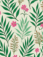 Vibrant Botanical Leaf Flower Pattern Rug