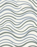 Abstract Wavy Blue Green Pattern Rug