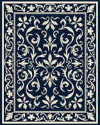 Elegant Ivory Swirl Floral Classic Design Rug