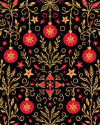 Red and Gold Ornament Floral Vines Rug